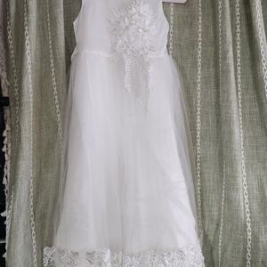 Charming White Floral Kids Dress